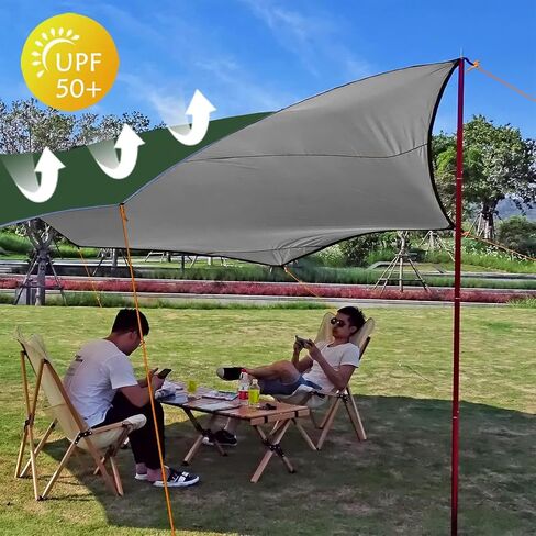 16x16ft كبير التخييم قماش القنب مقاوم للماء أرجوحة المطر يطير التخييم المظلة الكاكي (بدون القطب) in Saudi Arabia