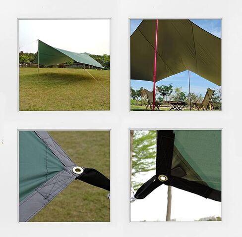 16x16ft كبير التخييم قماش القنب مقاوم للماء أرجوحة المطر يطير التخييم المظلة الكاكي (بدون القطب) in Saudi Arabia