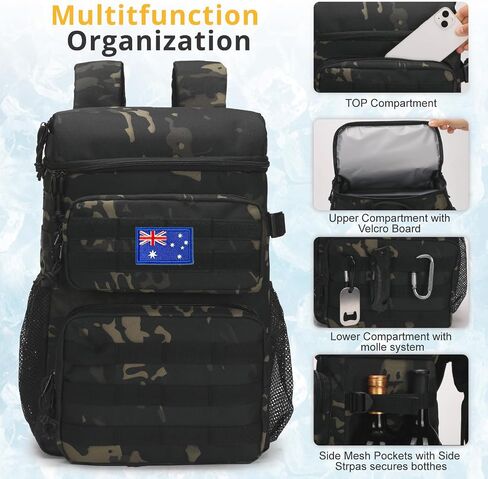 Tactical Backpack Cooler for Men,25L Insulated Lunch Ice Chest for Work | ATRIPACK Insulated Cooler Bag, Portable Soft small lunchbox with cooler Compartment Water Resistant Leakproof for Work Beach in Kuwait