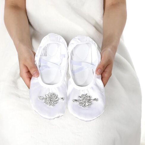 12 Pair Wedding Ballet Flats Foldable Dancing Shoes Bulk Satin Rhinestone Womens Ballerina Slippers for Bridesmaid in Kuwait