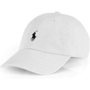 POLO RALPH LAUREN Men's Cotton Chino Baseball Cap (White(1000)/Obsidian, One Size) in Kuwait