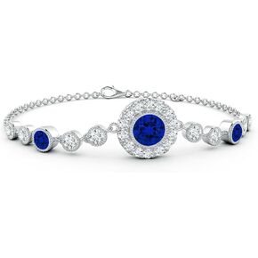 Angara Lab Grown Vintage Style Motel-Tet-Tet Set Sepphire و Lab Diamond Bracelet في الذهب الصلب 14K | عيد ميلاد ، المشاركة ، الذكرى السنوية ، هدية مجوهرات الزفاف للنساء in Kuwait