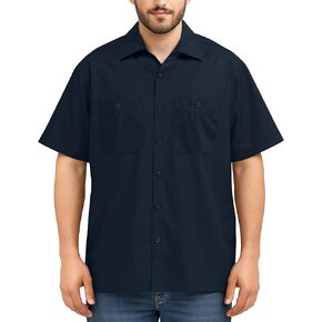 NY Threads Men's Work Shirt Relaxed Fit Two Pockets Short-Sleeve Industrial Work Wear in Kuwait