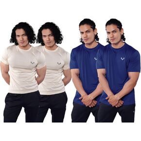 Men's T-Shirts 4-Pack – 100% Polyester Jersey, UPF Protection, Moisture-Wicking, Quick-Dry, Tag-Free Value Bundle in Kuwait