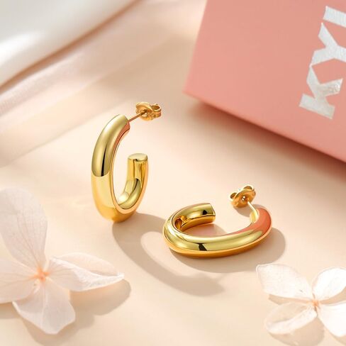 أقراط قوس أنيقة من قبل Kylie Yang - 304 من الفولاذ المقاوم للصدأ ، ومجوهرات مطلية بالذهب 14K ، ومجوهرات الحد الأدنى - Hypoallergenic و Date in Kuwait