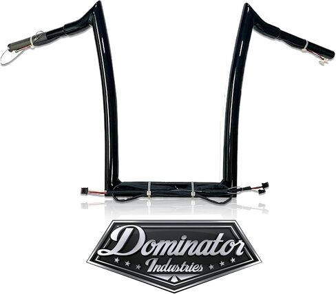 Pre Wired Dominator Industries 1 1/4 Inch Road Glide Meathook Ape Hanger Handlebars, 12 Inch Rise, Gloss Black Compatible With 2015-2023 Harley Road Glides in Saudi Arabia