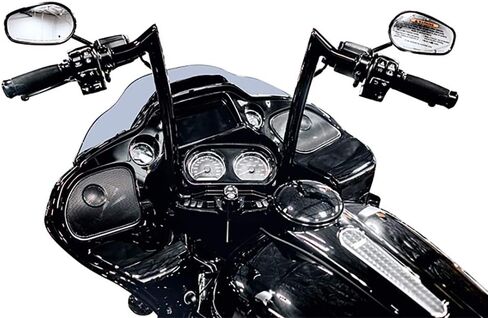 Pre Wired Dominator Industries 1 1/4 Inch Road Glide Meathook Ape Hanger Handlebars, 12 Inch Rise, Gloss Black Compatible With 2015-2023 Harley Road Glides in Saudi Arabia