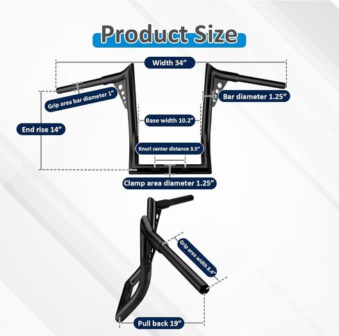 Wsays 14 "Rise Ape Hanger Handlebar 1.25" مقود قطره متوافق مع Kawasaki Vulcan 1700 Vaquero 2011-2025 ، Voyager 2009-2025 مع كابلات وخطوط اللمعان الأسود. in Saudi Arabia