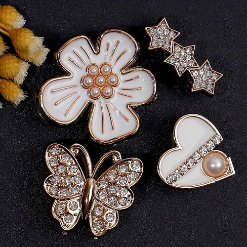 18Pcs Bling Shoe Charms,Flower Rhinestone Butterfly Star Pearl Shoe Charm Pearl Shoe Chain Cute Clogs Shoes Decoration Fashion Party Favors Luxury Jewelry Accessories for Women in Saudi Arabia