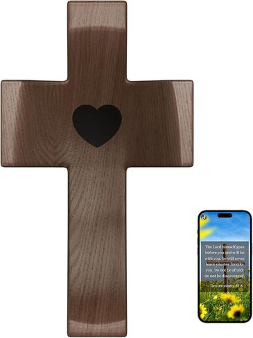 Walnut Wooden Cross Fidget - Touch to Read Bible Verse عبر الهاتف - جيب الصليب للمسيحيين ، الصلبان الخشبية الصغيرة للمعمودية ، التأكيد ، عيد الفصح ، عيد الميلاد in Saudi Arabia