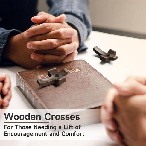 Walnut Wooden Cross Fidget - Touch to Read Bible Verse عبر الهاتف - جيب الصليب للمسيحيين ، الصلبان الخشبية الصغيرة للمعمودية ، التأكيد ، عيد الفصح ، عيد الميلاد in Saudi Arabia