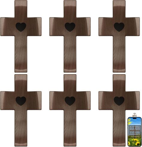 Walnut Wooden Cross Fidget - Touch to Read Bible Verse عبر الهاتف - جيب الصليب للمسيحيين ، الصلبان الخشبية الصغيرة للمعمودية ، التأكيد ، عيد الفصح ، عيد الميلاد in Kuwait