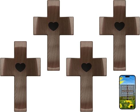 Walnut Wooden Cross Fidget - Touch to Read Bible Verse عبر الهاتف - جيب الصليب للمسيحيين ، الصلبان الخشبية الصغيرة للمعمودية ، التأكيد ، عيد الفصح ، عيد الميلاد in Kuwait