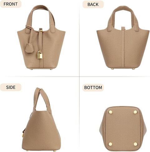 Leather Bucket Bags for Women,Women's Shoulder Handbag,Leather Lock Design Bucket Bag Vegetable Basket in Saudi Arabia