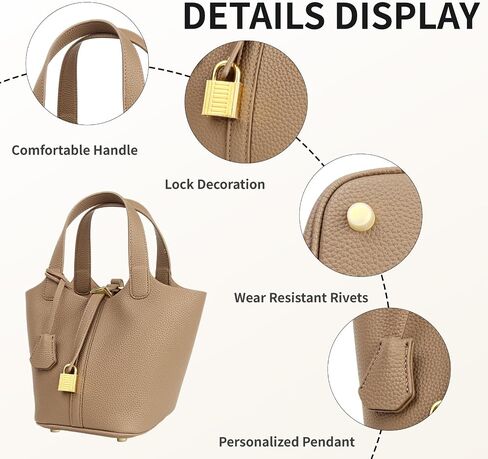 Leather Bucket Bags for Women,Women's Shoulder Handbag,Leather Lock Design Bucket Bag Vegetable Basket in Saudi Arabia