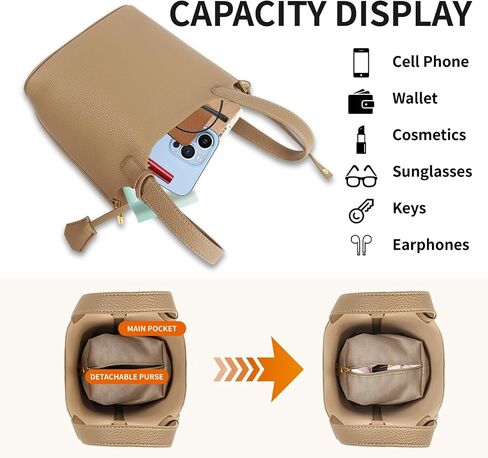 Leather Bucket Bags for Women,Women's Shoulder Handbag,Leather Lock Design Bucket Bag Vegetable Basket in Saudi Arabia