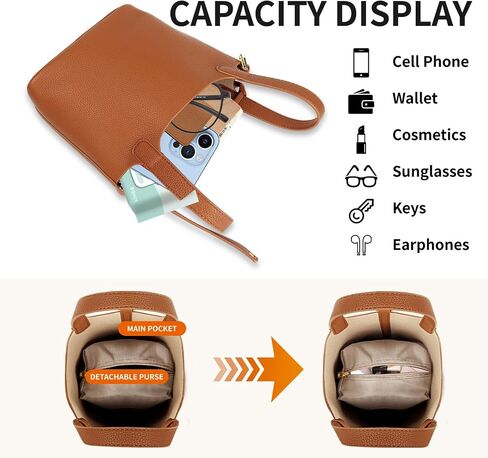 Leather Bucket Bags for Women,Women's Shoulder Handbag,Leather Lock Design Bucket Bag Vegetable Basket in Saudi Arabia