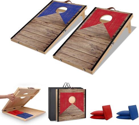 Portable Mini Desktop Cornhole Boards Set 10.16''L x 5.04''W Tabletop Cornhole Set with 8 Bean Bags Wooden Tabletop Cornhole Game for Kids and Adults Travel Home Office in Kuwait
