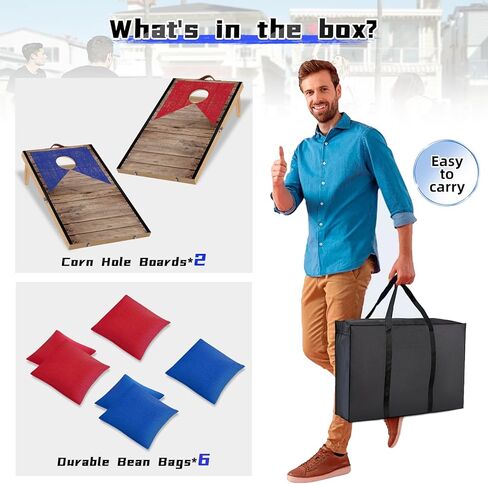 Portable Mini Desktop Cornhole Boards Set 10.16''L x 5.04''W Tabletop Cornhole Set with 8 Bean Bags Wooden Tabletop Cornhole Game for Kids and Adults Travel Home Office in Kuwait