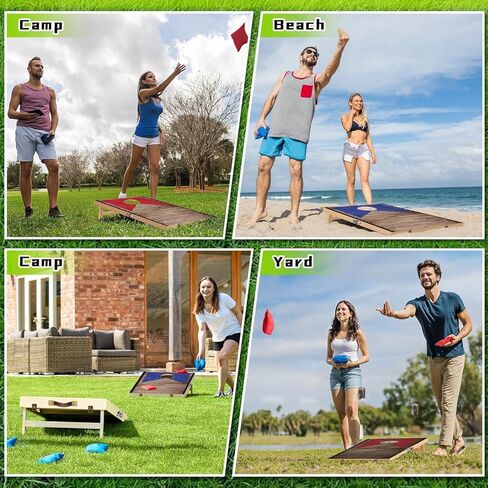 Portable Mini Desktop Cornhole Boards Set 10.16''L x 5.04''W Tabletop Cornhole Set with 8 Bean Bags Wooden Tabletop Cornhole Game for Kids and Adults Travel Home Office in Kuwait