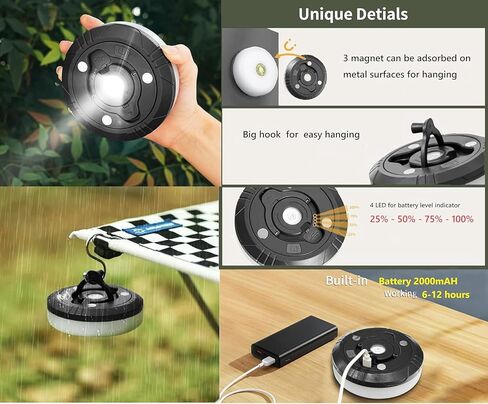 Camping String Lights,Camping Essentials Gear 32.8FT Lamp Lights Waterproof, 4 in 1 Outdoor String Lights with 8 Modes for Awn Tent Yard Garden Hiking Travel Decoration and Holiday Christmas Gift in Saudi Arabia