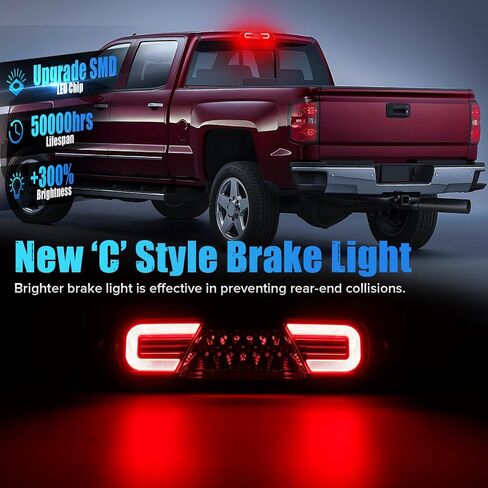 Smoke Lens LED 3rd Brake Light Compatible with Silverado Sierra 1500 2014-2018 2500HD 3500HD 2015-2019 Silverado 1500LD/ Sierra1500 Limited 2019 Third Brake Cargo Lamp sassembly in Kuwait