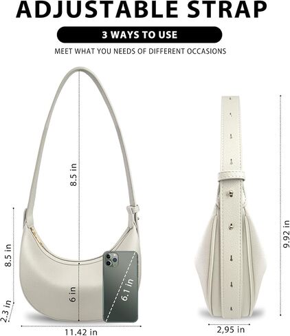 Women Crescent Shoulder Handbag-Large Capacity Crossbody Hobo Purse, Trendy Crescent Bag Clutch Handbag with Adjustable Strap in Kuwait