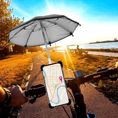 Phone Umbrella Holder: Bike Holder for Phone, Bicycle Cell Bracket with Small Sunshade Cover in Saudi Arabia
