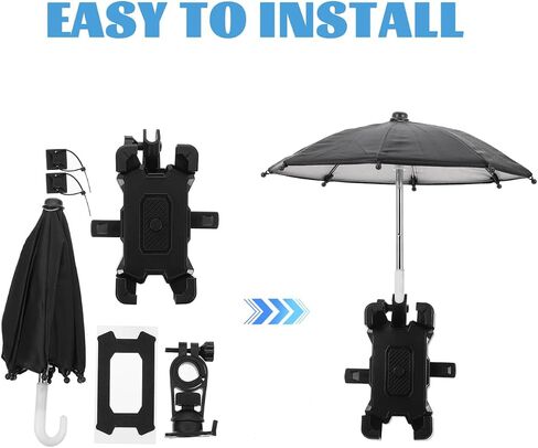 Phone Umbrella Holder: Bike Holder for Phone, Bicycle Cell Bracket with Small Sunshade Cover in Saudi Arabia
