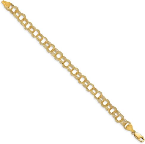 14K Yellow Gold Solid Triple Link Charm Bracelet in Saudi Arabia