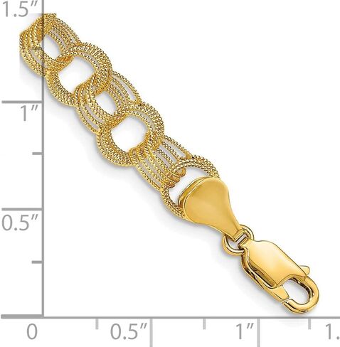14K Yellow Gold Solid Triple Link Charm Bracelet in Saudi Arabia