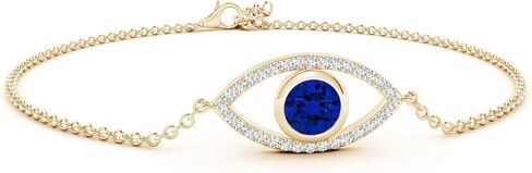 Angara Lab Grown Buzel-Tet Blue Tapphire و Lab Diamond Evil Eye Bracelet في الذهب/البلاتين الصلب 14K | عيد ميلاد ، المشاركة ، الذكرى السنوية ، هدية مجوهرات الزفاف للنساء in Kuwait