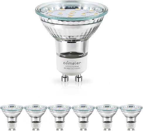 Comzler GU10 LED LED Dimmable ، 50W مكافئ الهالوجين GU10 ، 2700K بديل GU10 أبيض ناعم لإضاءة المسار ، MR16 GU10 المصباح الكهربائي LED 4W ， 120 ° زاوية شعاع ， 400LM 120V ، حزمة 6 ، ETL مدرجة in Kuwait