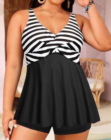 Plus Size Tankini Top Only - Flowy Bathing Suits Top Plus Size Swim Top 2025 Modest Swimsuits Top in Kuwait