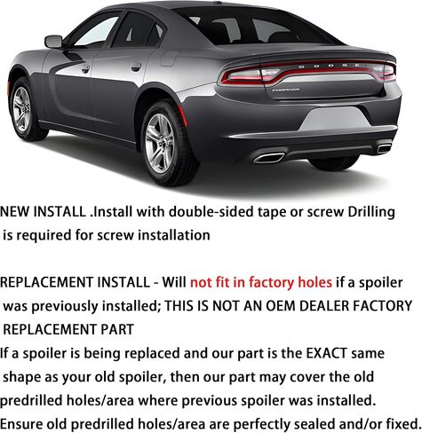 STSEV01 Rear Wickerbill Spoiler Wing Fit for Dodge Charger SE/SXT/SRT/GT/RT/Daytona/Scat Pack 2011-2023, Glossy Black Hellcat Style Spoiler + Smoked Wicker Bill Exterior Accessories in Saudi Arabia