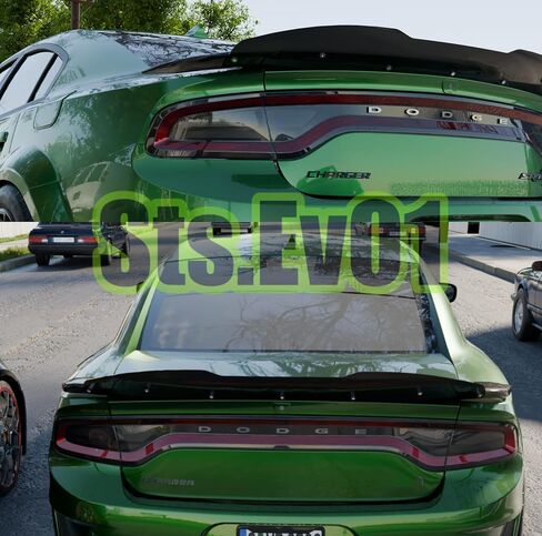 STSEV01 Rear Wickerbill Spoiler Wing Fit for Dodge Charger SE/SXT/SRT/GT/RT/Daytona/Scat Pack 2011-2023, Glossy Black Hellcat Style Spoiler + Smoked Wicker Bill Exterior Accessories in Saudi Arabia