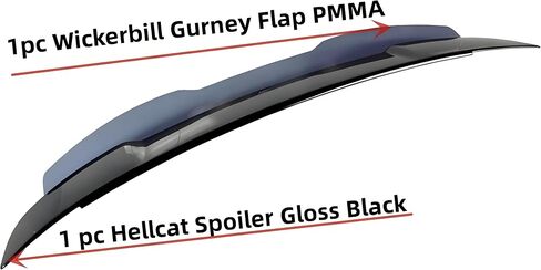 STSEV01 Rear Wickerbill Spoiler Wing Fit for Dodge Charger SE/SXT/SRT/GT/RT/Daytona/Scat Pack 2011-2023, Glossy Black Hellcat Style Spoiler + Smoked Wicker Bill Exterior Accessories in Saudi Arabia