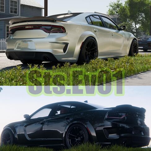 STSEV01 Rear Wickerbill Spoiler Wing Fit for Dodge Charger SE/SXT/SRT/GT/RT/Daytona/Scat Pack 2011-2023, Glossy Black Hellcat Style Spoiler + Smoked Wicker Bill Exterior Accessories in Saudi Arabia
