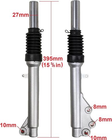 RedCap OEM Front Shock Absorber Assembly Set Compatible with GY6 50cc TaoTao ATM50A/1 Pony 50 Speedy 50 Jonway YY50QT-21 Scooter Moped - Left & Right Shocks (Silver) in Saudi Arabia