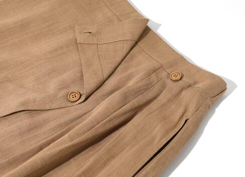 loveimgs Women's Summer Linen Button Front Elastic High Waist Swing A Line Midi Skirt in Saudi Arabia