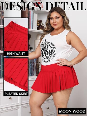 Plus Size Mini Pleated Skirts for Women High Waist Tennis Skater Skirt Y2k Club Cheer Skirt with Shorts in Saudi Arabia