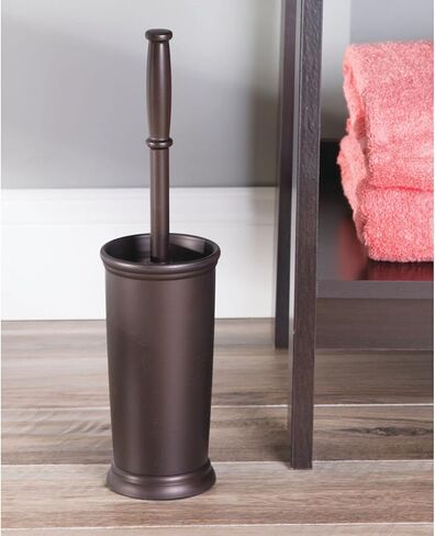 mDesign Toilet Bowl Brush and Holder - Covered Bathroom Toilet Brush - Standing Toilet Bowl Scrubber in Modern Holder - Space Saving, Deep Cleaning Brush for Toilet - Hyde Collection - Light Yellow in Kuwait