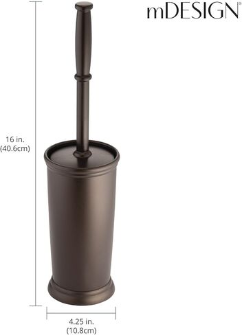 mDesign Toilet Bowl Brush and Holder - Covered Bathroom Toilet Brush - Standing Toilet Bowl Scrubber in Modern Holder - Space Saving, Deep Cleaning Brush for Toilet - Hyde Collection - Light Yellow in Kuwait