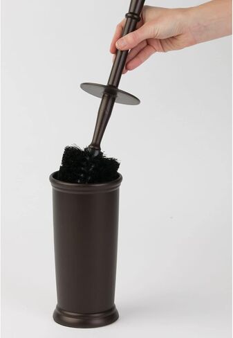 mDesign Toilet Bowl Brush and Holder - Covered Bathroom Toilet Brush - Standing Toilet Bowl Scrubber in Modern Holder - Space Saving, Deep Cleaning Brush for Toilet - Hyde Collection - Light Yellow in Kuwait