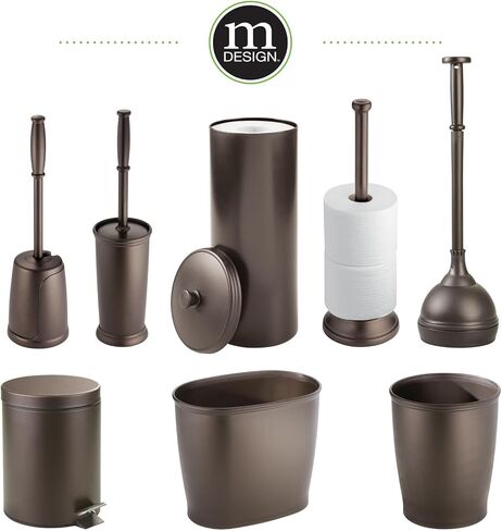 mDesign Toilet Bowl Brush and Holder - Covered Bathroom Toilet Brush - Standing Toilet Bowl Scrubber in Modern Holder - Space Saving, Deep Cleaning Brush for Toilet - Hyde Collection - Light Yellow in Kuwait