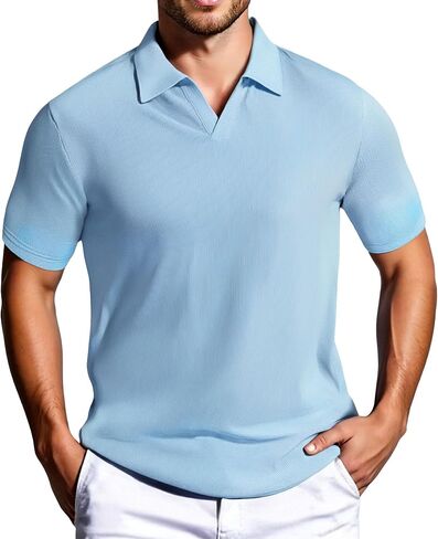 القمصان البولو الرجالية قصيرة الأكمام DRI FIT v الرقبة المتماسكة الأداء Golf Polos للرجال فاقة الصيف غير الرسمي in Saudi Arabia