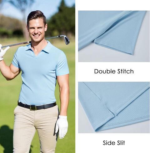 القمصان البولو الرجالية قصيرة الأكمام DRI FIT v الرقبة المتماسكة الأداء Golf Polos للرجال فاقة الصيف غير الرسمي in Saudi Arabia