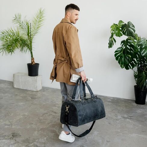 Berliner Bags Vintage Genuine Duffle Bag Bage Oslo للسفر أو الصالة الرياضية ، Weekender ، حقيبة سفر مع مقصورة الأحذية ، حقيبة ليلة وضحاها للرجال والنساء - بني in Saudi Arabia