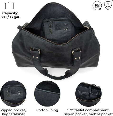 Berliner Bags Vintage Genuine Duffle Bag Bage Oslo للسفر أو الصالة الرياضية ، Weekender ، حقيبة سفر مع مقصورة الأحذية ، حقيبة ليلة وضحاها للرجال والنساء - بني in Saudi Arabia