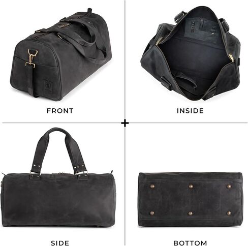 Berliner Bags Vintage Genuine Duffle Bag Bage Oslo للسفر أو الصالة الرياضية ، Weekender ، حقيبة سفر مع مقصورة الأحذية ، حقيبة ليلة وضحاها للرجال والنساء - بني in Saudi Arabia